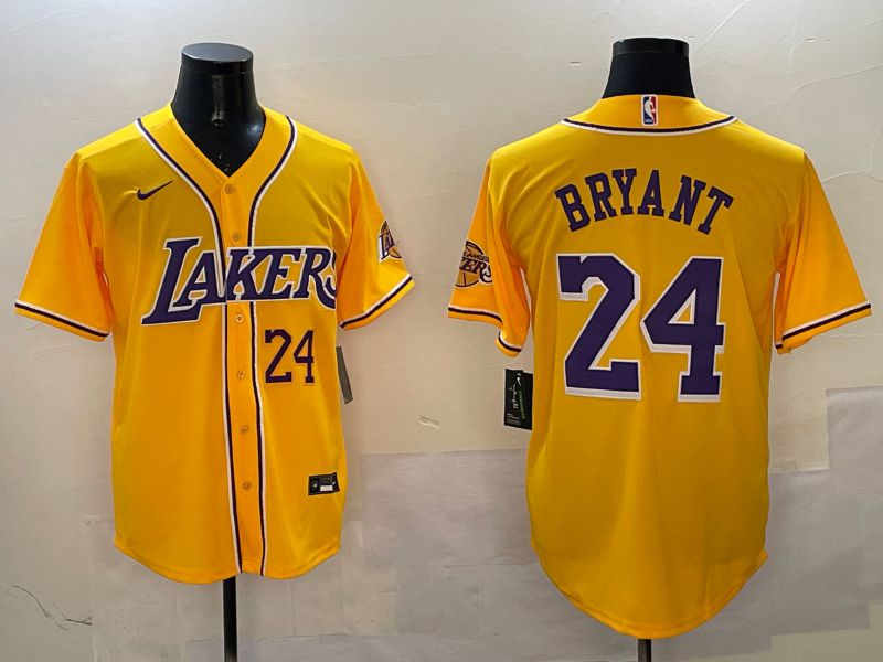 Men Los Angeles Lakers #24 Bryant Yellow Joint Name Nike 2025 NBA Jersey style 14